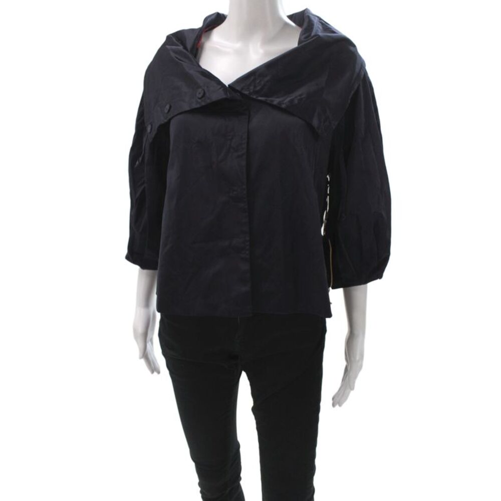 Millard Fillmore Womens Basic Jacket Black 3/4 Sleeve Button Polyester Size M
